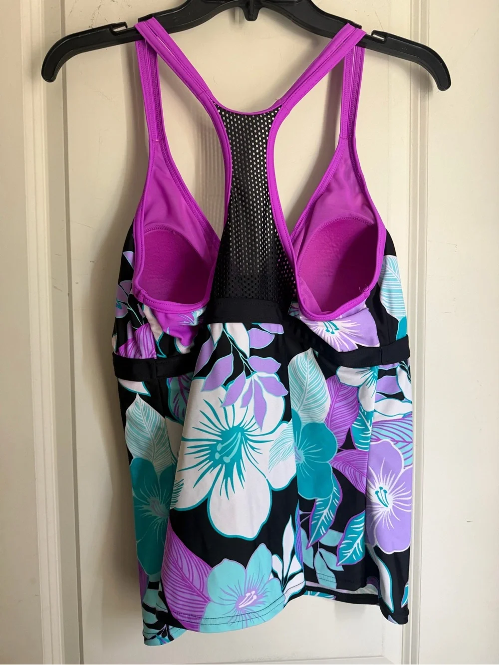 Gerry Purple Floral women Tankini Top XL swim beachy summer tropical boho cruise